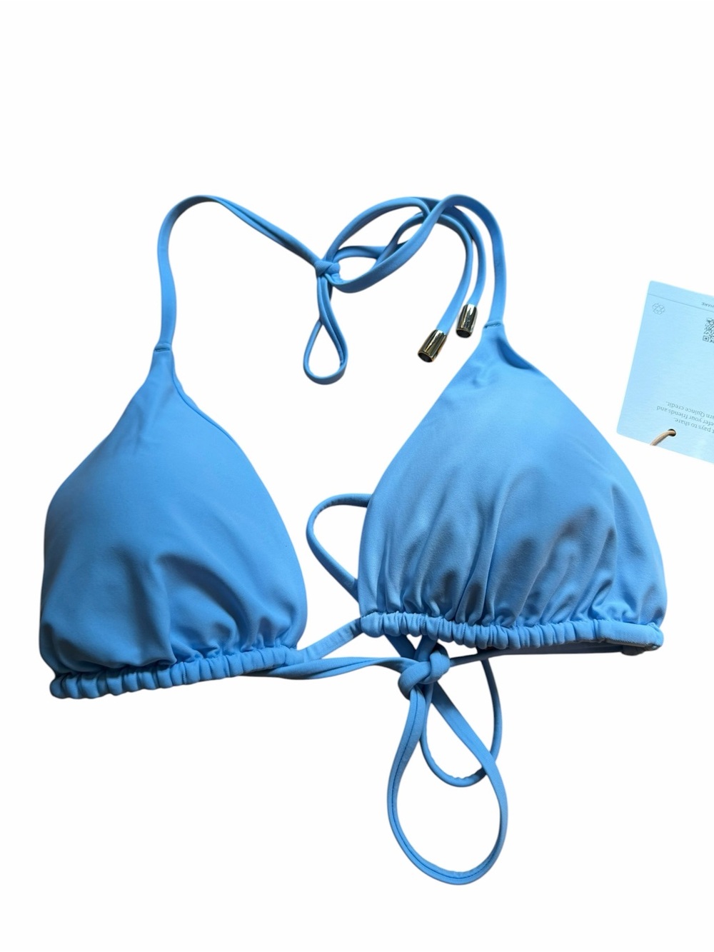 Quince baby Blue padded Triangle String Bikini Top medium new with tags